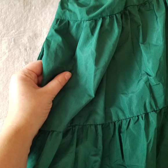 ZARA Green Voluminous Tiered Babydoll Taffetta Mini Dress - Picture 7 of 13